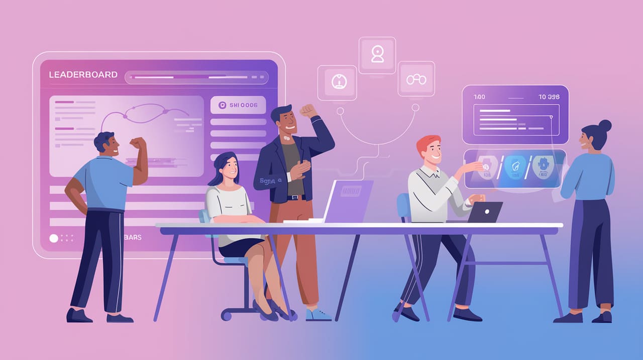 Pelillistämisen vaikutus työpaikan suorituskykyyn: Pylväsdiagrammi, joka esittää Volvo Trucksin, Telenor Norgen, Axcess Nordicin, ISS Swedenin ja Nordea Bankin saavuttamat parannukset eri pelillistämisstrategioilla.