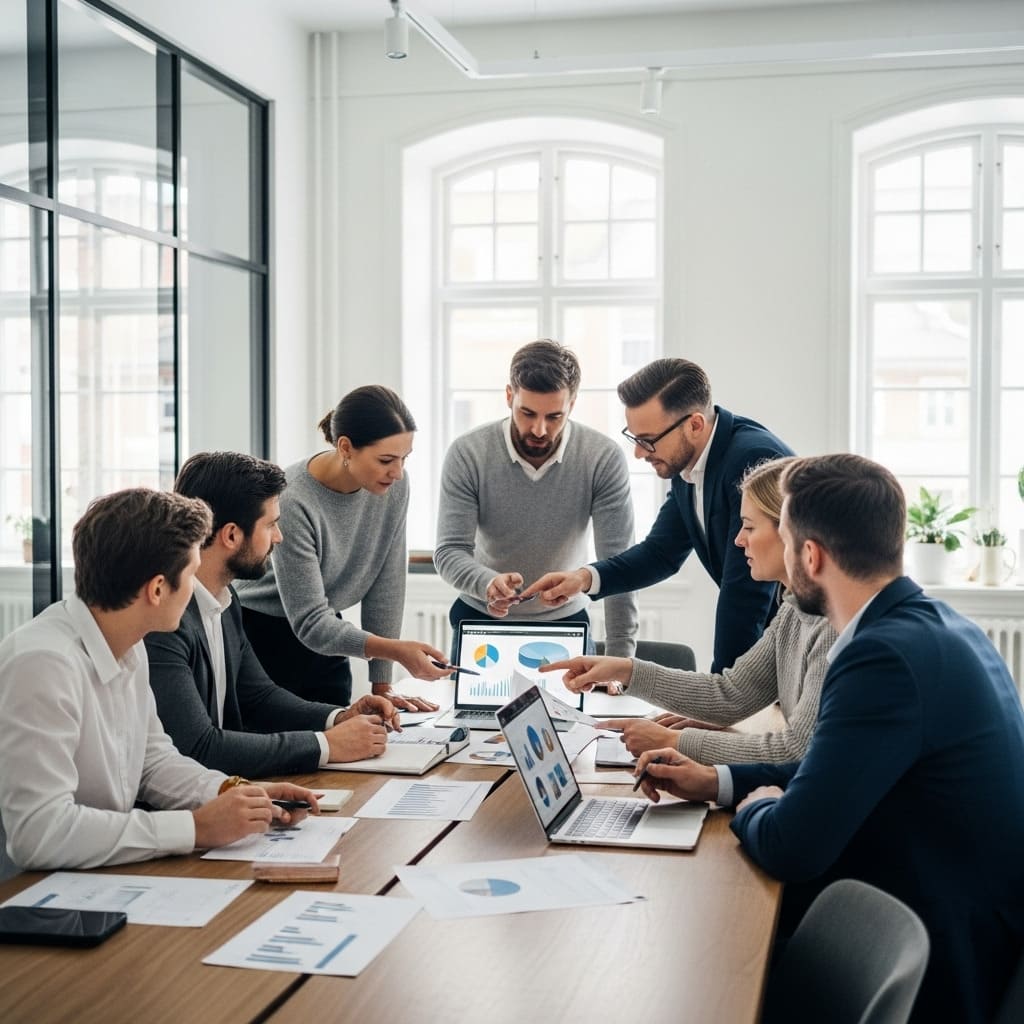 Strateginen vuokaavio, joka näyttää "3 kerrosta Mindshare-arkkitehtuuria", jossa panokset, kuten koulutus ja pelillistäminen, johtavat tuotoksiin, kuten +15% myynnin kasvuun