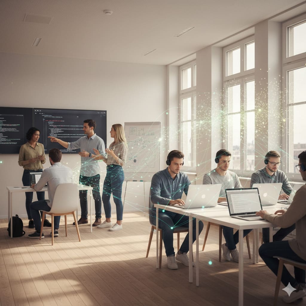 A data visualization showing the gap between "Course Completion" (LMS data) and "Skill Application" (Work data), bridged by the Total Recognition Tracker.