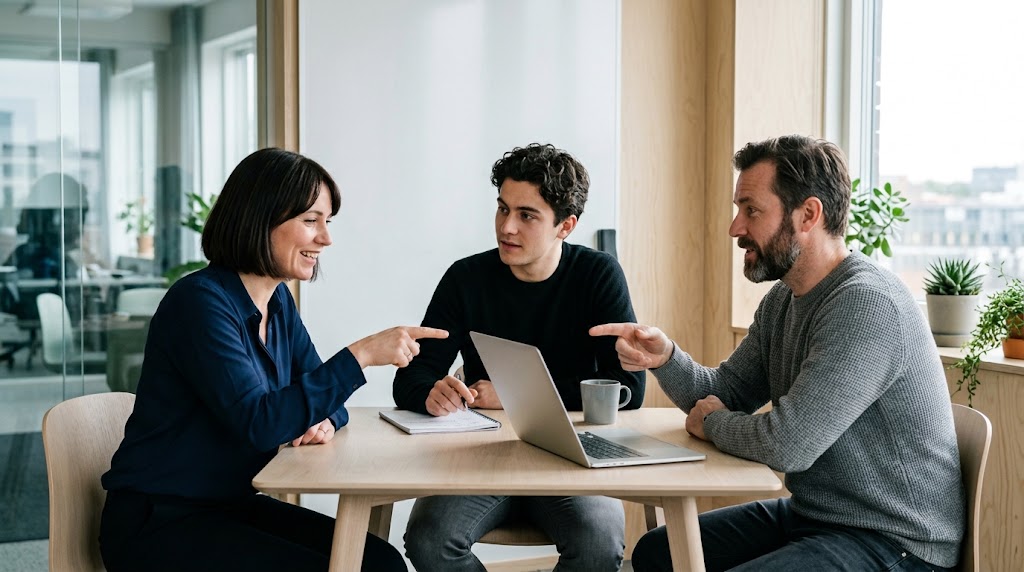 A mid-pilot review meeting where two participants are describing different versions of what success would look like.